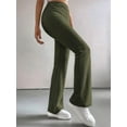 thumbnail image 6 of Wide Leg Pants Women High Waisted Pull on Lounge Elastic Waist Fall Winter Casual Knit Trousers Pants  Green M, 6 of 8