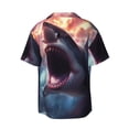 thumbnail image 5 of KLL Dramatic Shark Attack Print Men's Shirt Short Sleeve Button Down Summer Cuba Beach Shirts- Large, 5 of 5