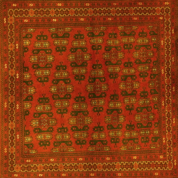 Ahgly Company Machine Washable Indoor Square Persian Yellow Traditional Area Rugs, 4' Square