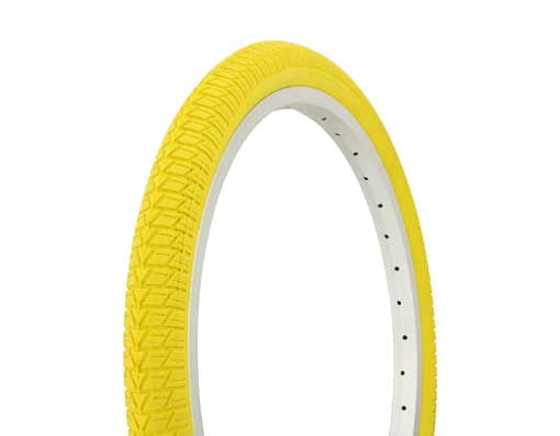 Vintage Lowrider 20" X 1.75" Bike Tire - Classic Mini Brick Tread, Black & White Sidewall