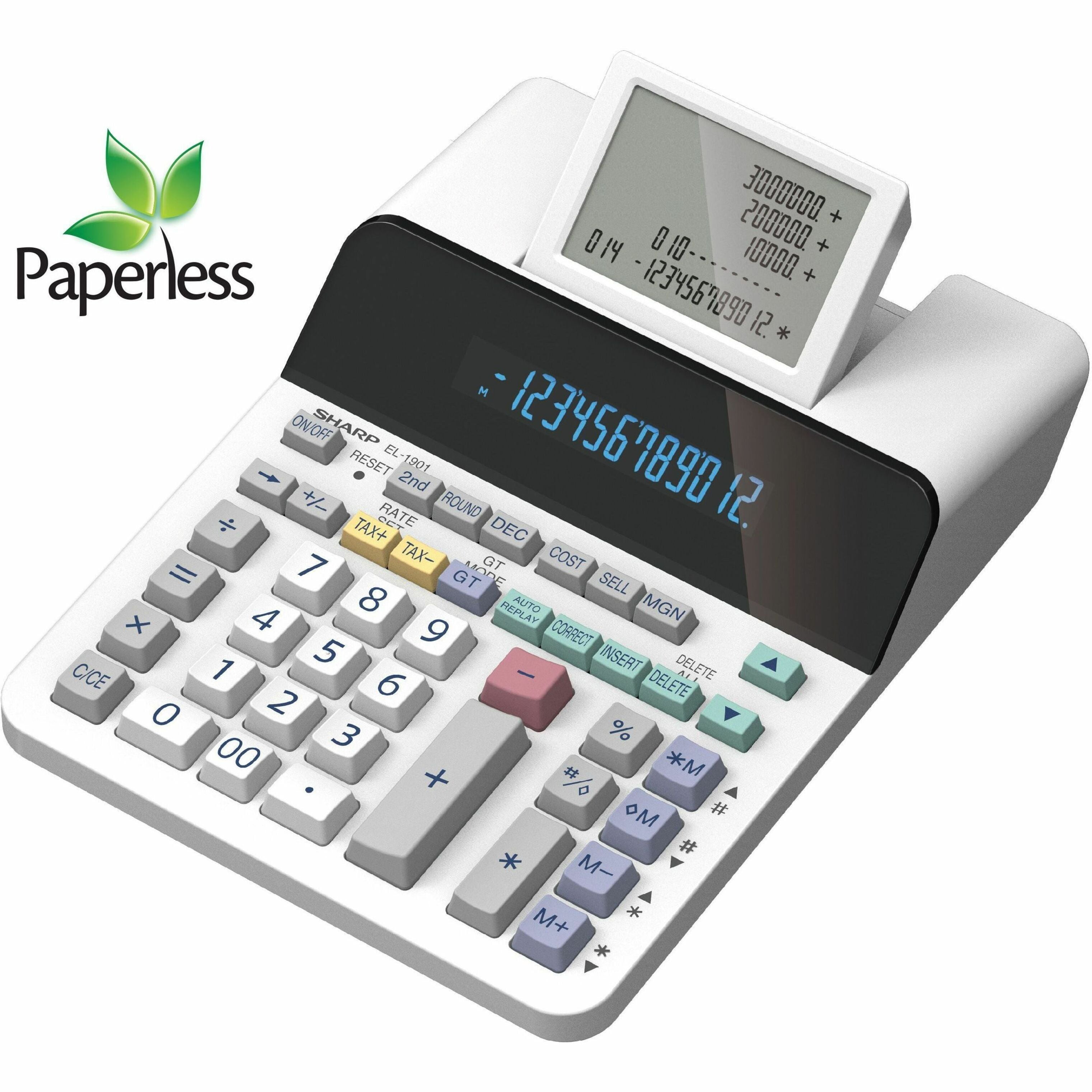 Sharp EL-1901 12 Digit Paperless Printing Calculator