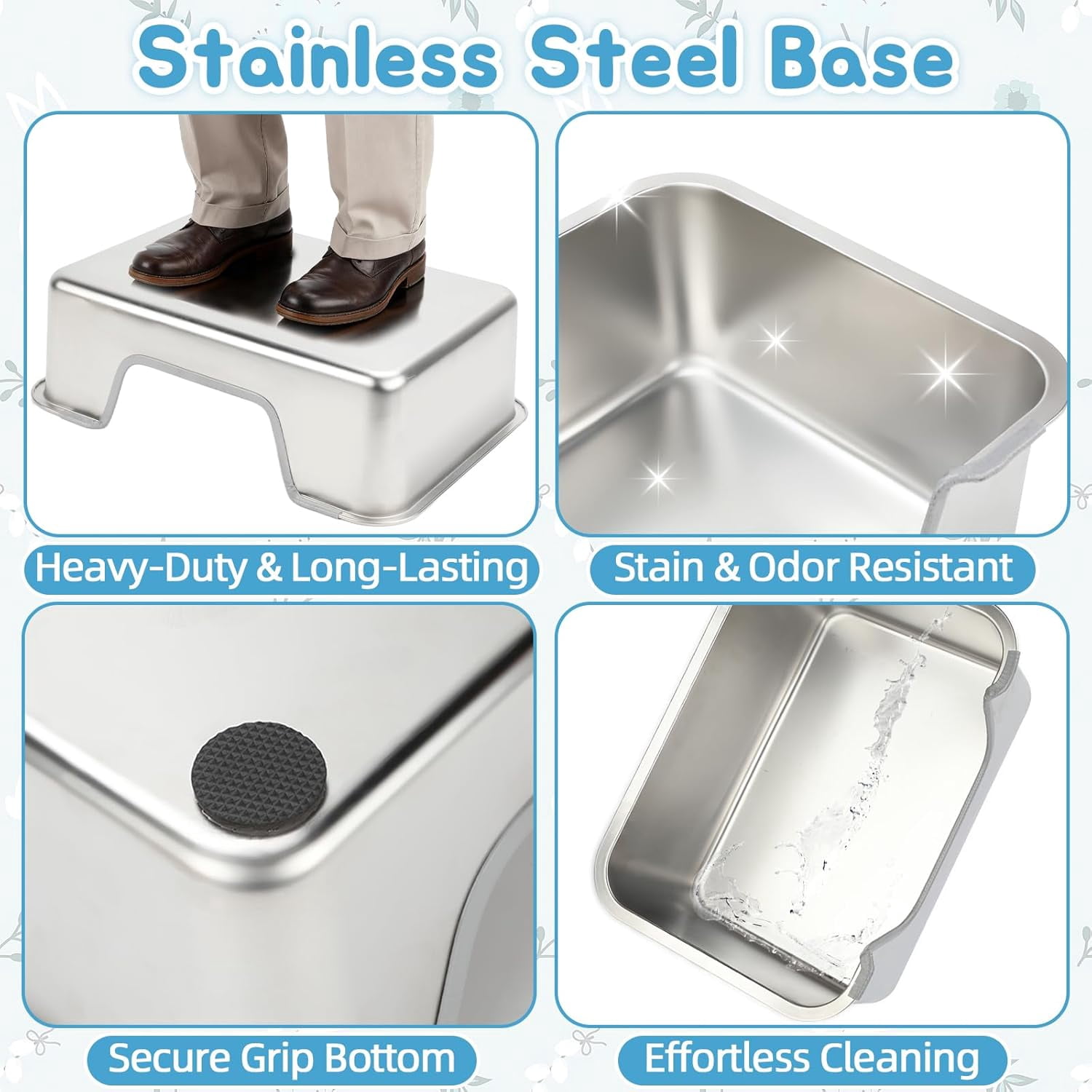 Large Stainless Steel Rabbit Litter Box with Sifting Tray, Steel Grids Bunny Litter Box, Rabbit Potty Pan for Adult Guinea Pigs, Chinchillas, Ferrets, Squirrels, Easy to Clean, Odor Control