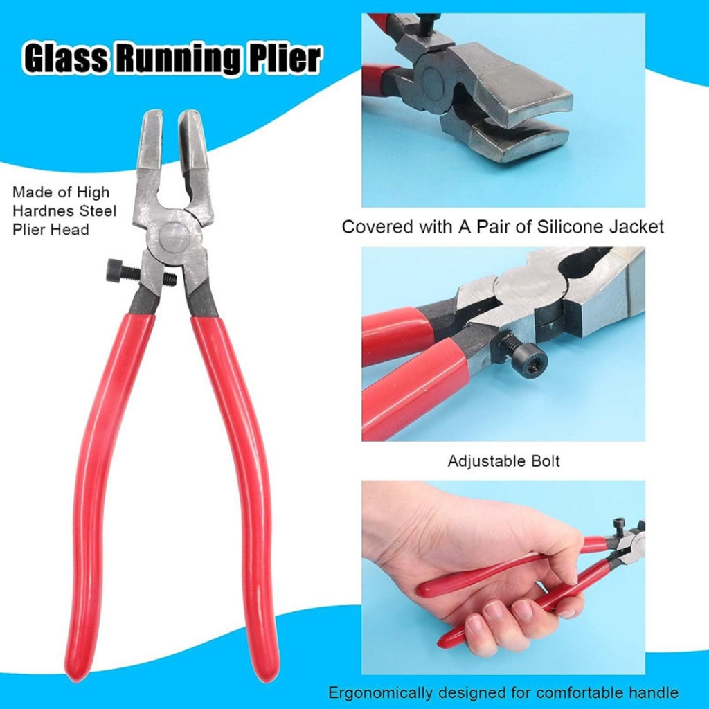 MOMOJIA 10Pieces Glass Tile Cutter Kit Metal Construction Tool For Smooth Accurate Cut On Stained Glass Bottles Includes Storage Bag