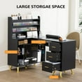 thumbnail image 6 of Ktaxon Manicure Table, 52" L-Shaped Nail Desk with Dust Collector, Storage Rack and Drawers, Black, 6 of 7