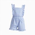 thumbnail image 4 of Girls Striped Romper Overall With Ruffle Trim Fashion Crewneck Playsuit For Summer With Pockets Jumpsuits Cute One-Pieces 2T 3T 4T 5T 6T 7T 8T 9T 10T Girls Outfits,Light Blue,9-10 Years, 4 of 5