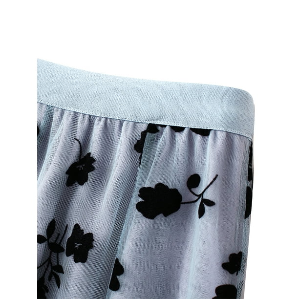 Women Tutu Tulle Skirt Elastic High Waist Layered Skirt Floral Print Mesh  A-Line Midi Skirt, 3d Flower Black, One Size : : Clothing, Shoes &  Accessories