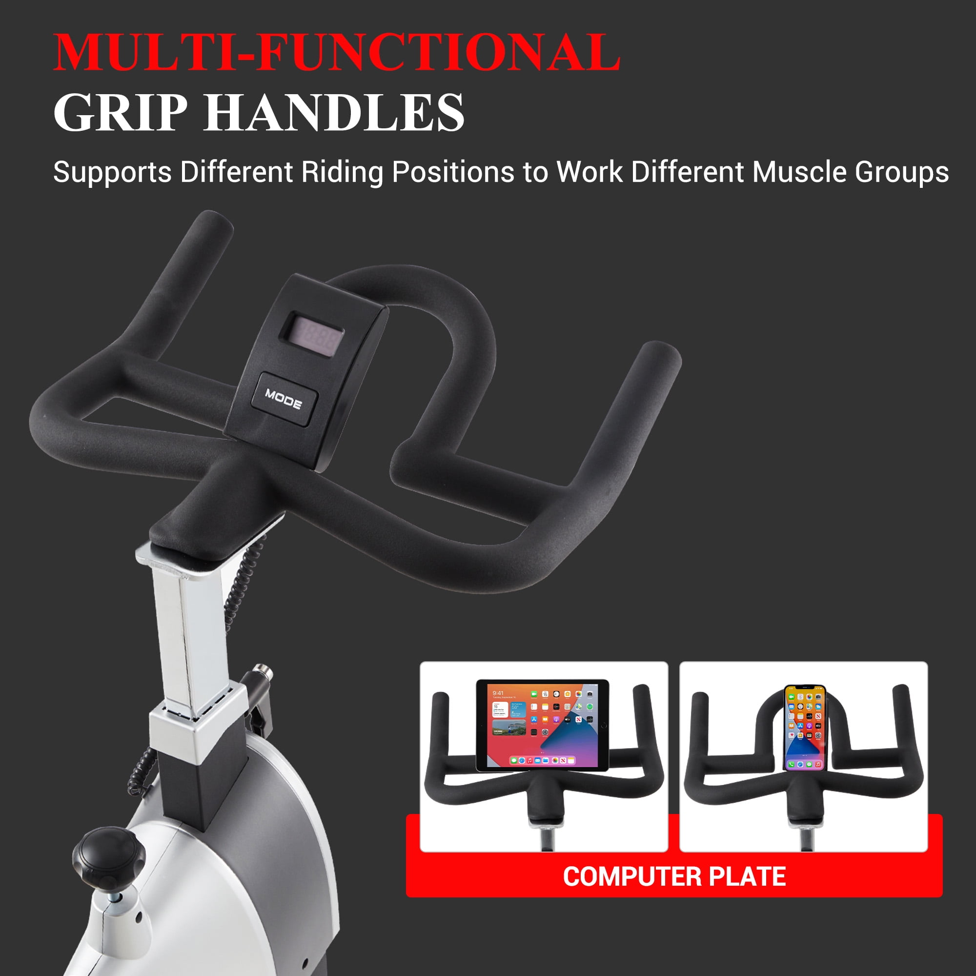 Magnetic Exercise Bike Indoor Cycling Bike for Home Cardio Workout Stationary Bike Heavy-Duty Flywheel Quiet Belt Drive
