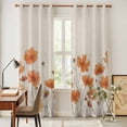 thumbnail image 4 of Orange Spring Floral Kitchen Curtains 84 Inch Length, Summer Botanical Rustic Daisy Grommet Top Bedroom Living Room Curtains, Light Filtering Cafe Curtain Drapes 2 Panels Set 84''x84'', 4 of 9