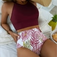 thumbnail image 4 of Jacenvly Bikinis for Juniors 2 Piece Clearance Soft Satiny Women's Solid Bikini Strap Bikini Deep V Split Swimsuit Set Two Piece Set Swimming Suit Tropical Casual Beach Bikini Wrap Wine, 4 of 4
