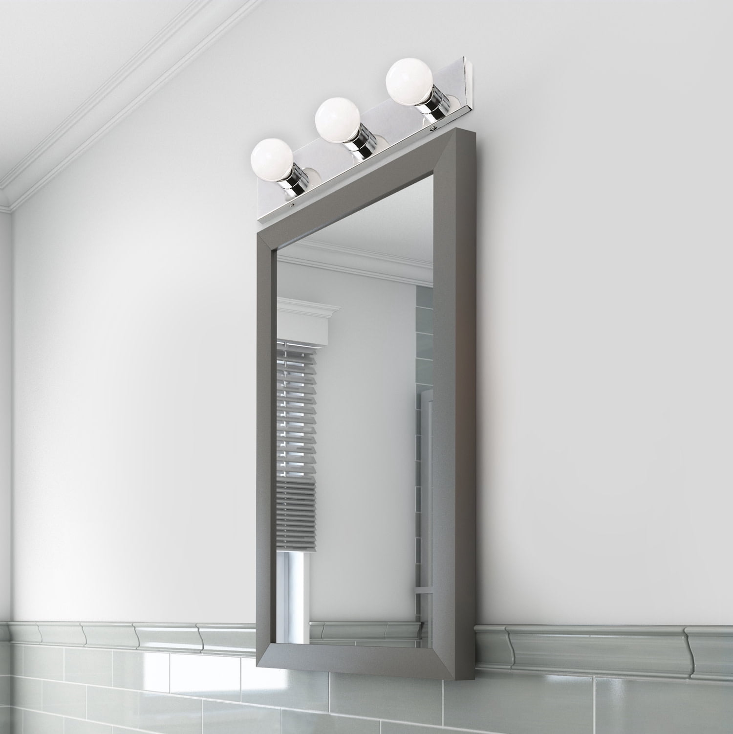 Design House Strip 3-Light Dimmable Contemporary Vanity Light, Polished Chrome