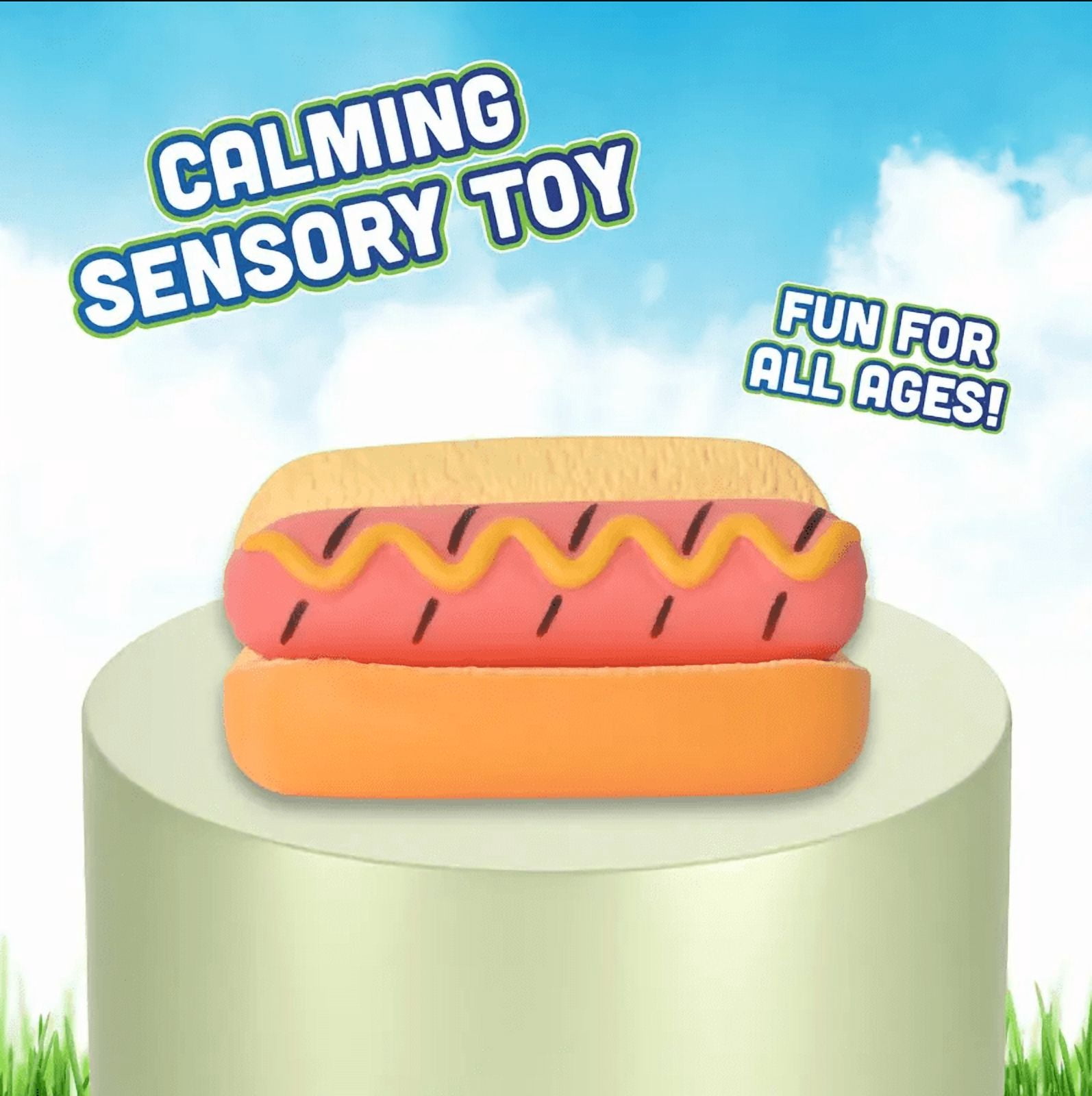 Jumbo Hot Dog Squish, 5.5 Inch Removable Bun,  2 in 1 Food Fidget Toy Funny Sensory Stress Ball for Adults and Teens
