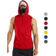 thumbnail image 1 of MAWCLOS Mens Hooded Tops Drawstring Sweatshirt Sleeveless Hoodies Regular Fit Gym Solid Color Pullover Top Red M, 1 of 7