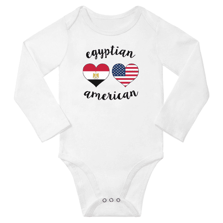 

Egyptian and American Love Heart Baby Long Slevve Bodysuits (White 12-18 Months)