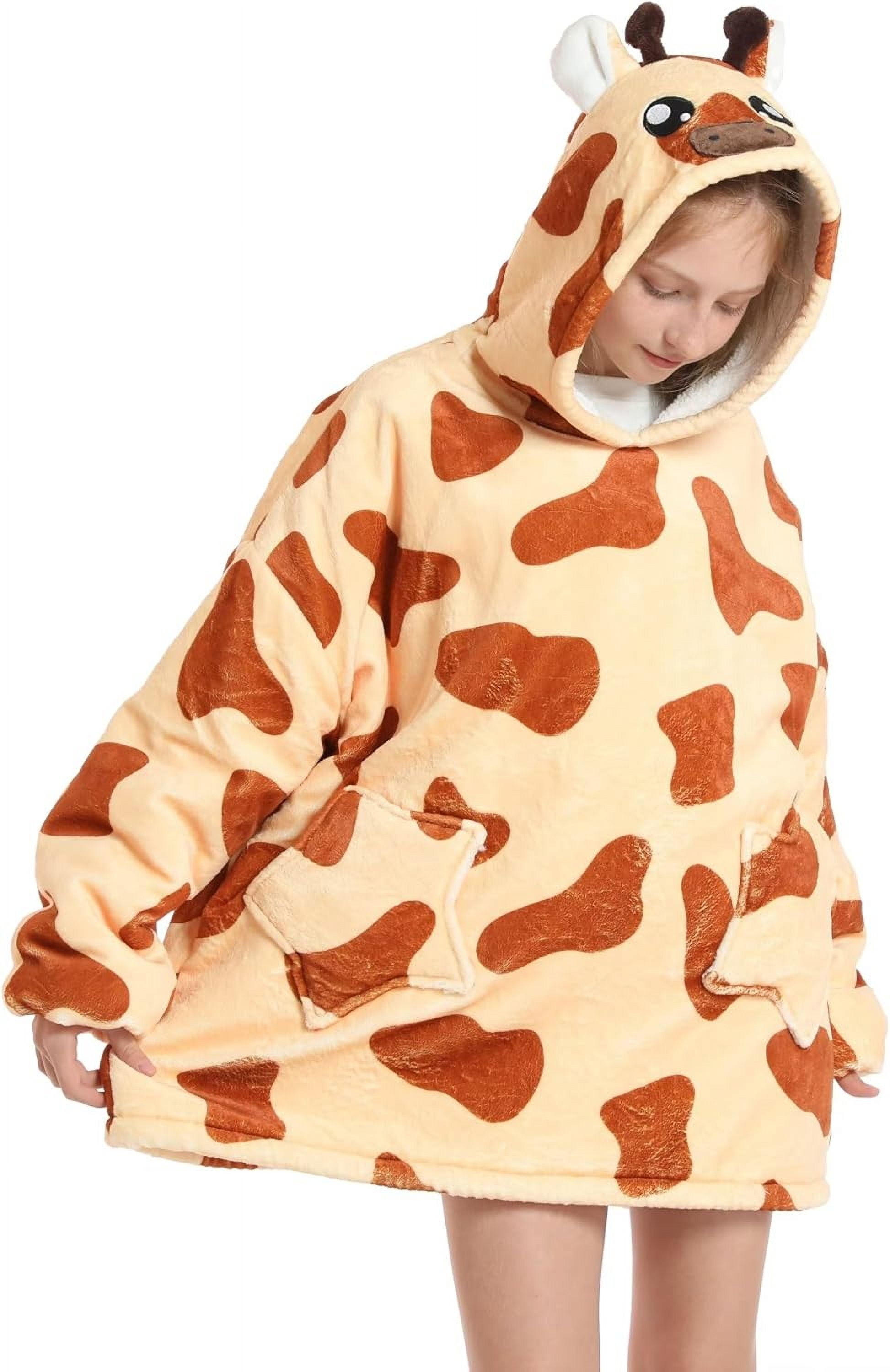 Wehilion 6-12YR Oversized Sweatshirt Hooded Blanket Sherpa Hoodie for Girls Boy Wearable Blanket Hoodie for Kids