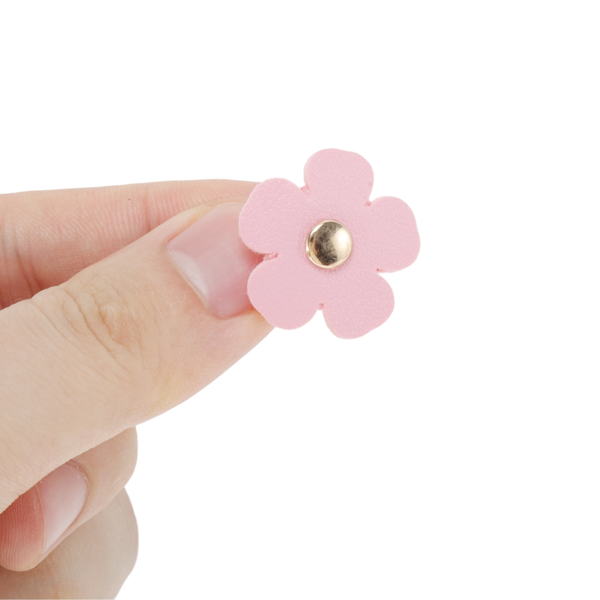 Unique Bargains Faux Leather Flower Shoelace Charms 1 Pair Dark Pink