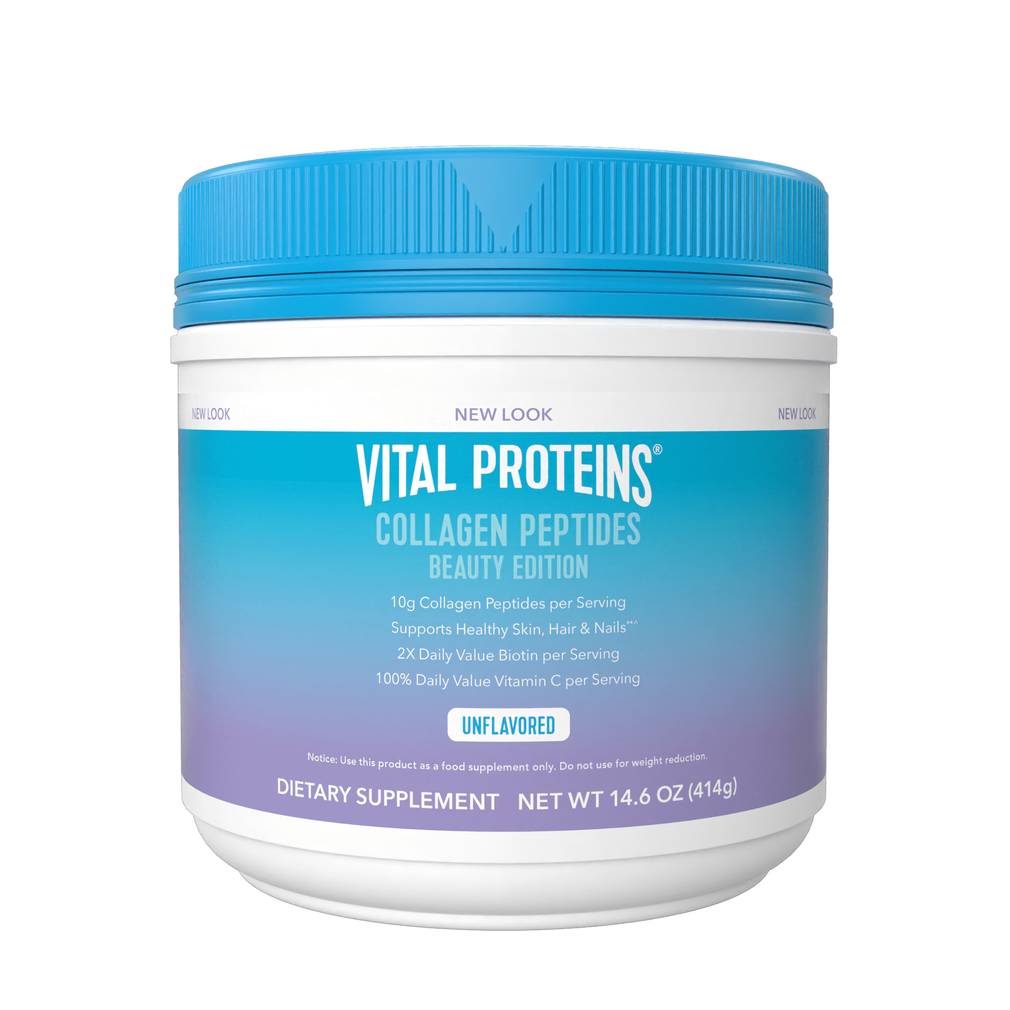 Vital Proteins Collagen Peptides + Beauty Supplement Powder with Vitamin C and Biotin, for Hair, Skin, and Nails, Unflavored, 14.6 oz