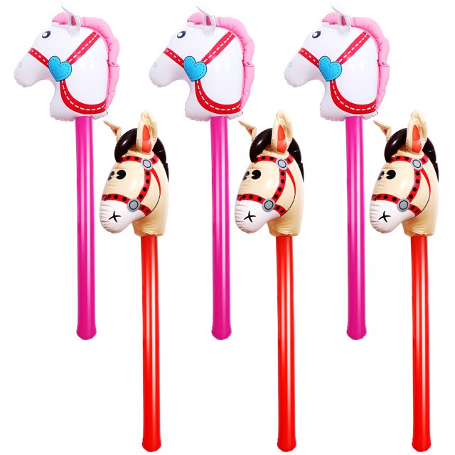 Bastones inflables XGOOD con forma de cabeza de caballo, 6 piezas, 100 cm y 90 cm