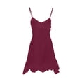 thumbnail image 5 of ZHYou Womens Boho Dresses Flowy V Neck Spaghetti Strap High Low Ruffle Hem Casual Loose Summer Dresses,Wine,Size L, 5 of 7