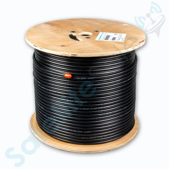 SatelliteSale RG6 Trishield 77% Coaxial Cable with Messenger Wire PVC Black 1000 feet