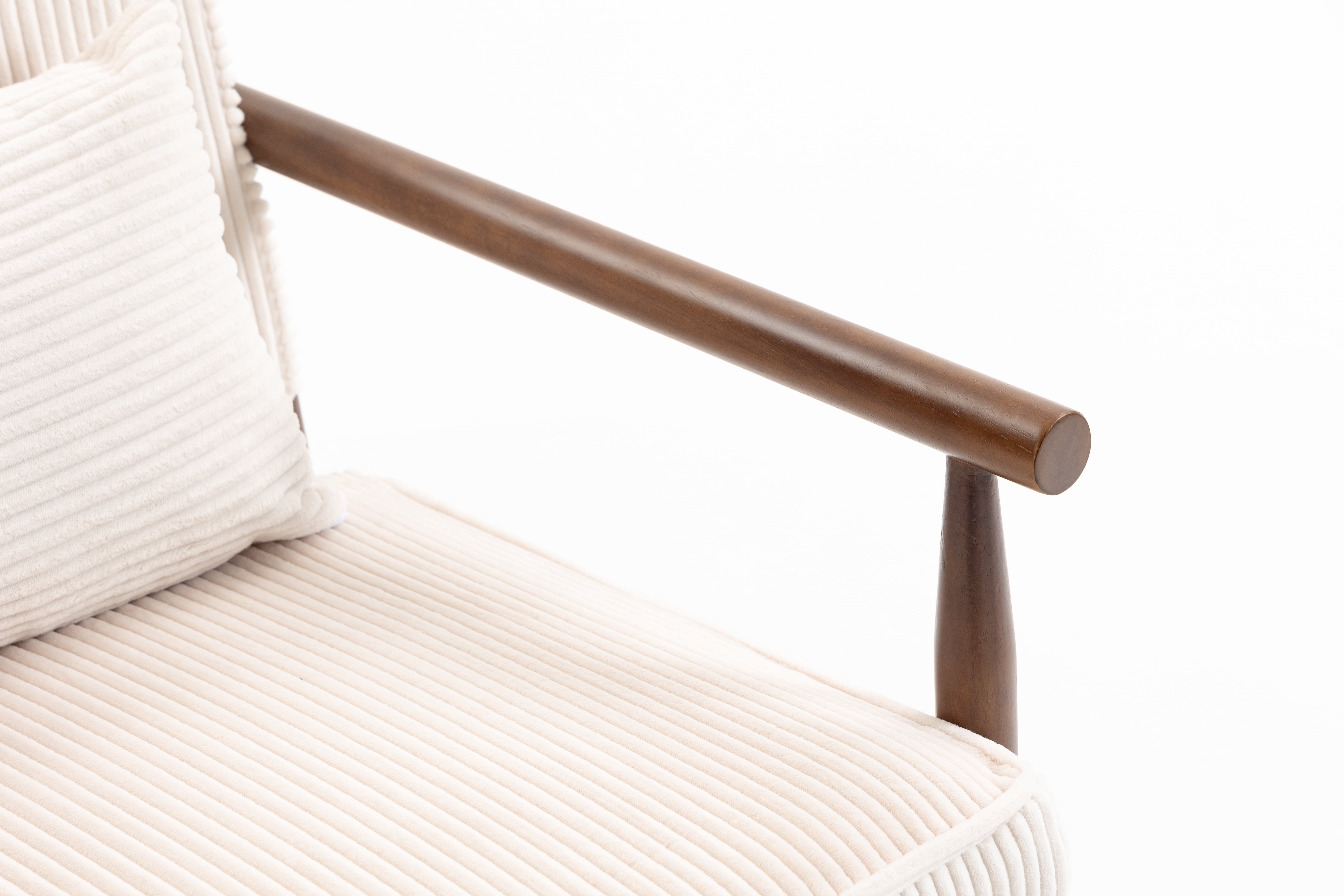 Accent Chair, Storage Chair, Modern Chair with Antique White Corduroy Upholstery Solid Wood Frame Waist Cushion Includes Hidden Storage Seat for Living Room, Antique White