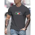 thumbnail image 5 of Camiseta de verano 100 % algodón para hombre, holgada, con estampado de alfabeto romano grande, informal, cómoda, con cuello redondo y manga corta, 5 of 5