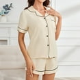 thumbnail image 2 of Women's Pajamas Short Sleeved Notch Neck Shirt Shorts Sleepwear Homewear Pj Sets Nightwear, 2 of 8
