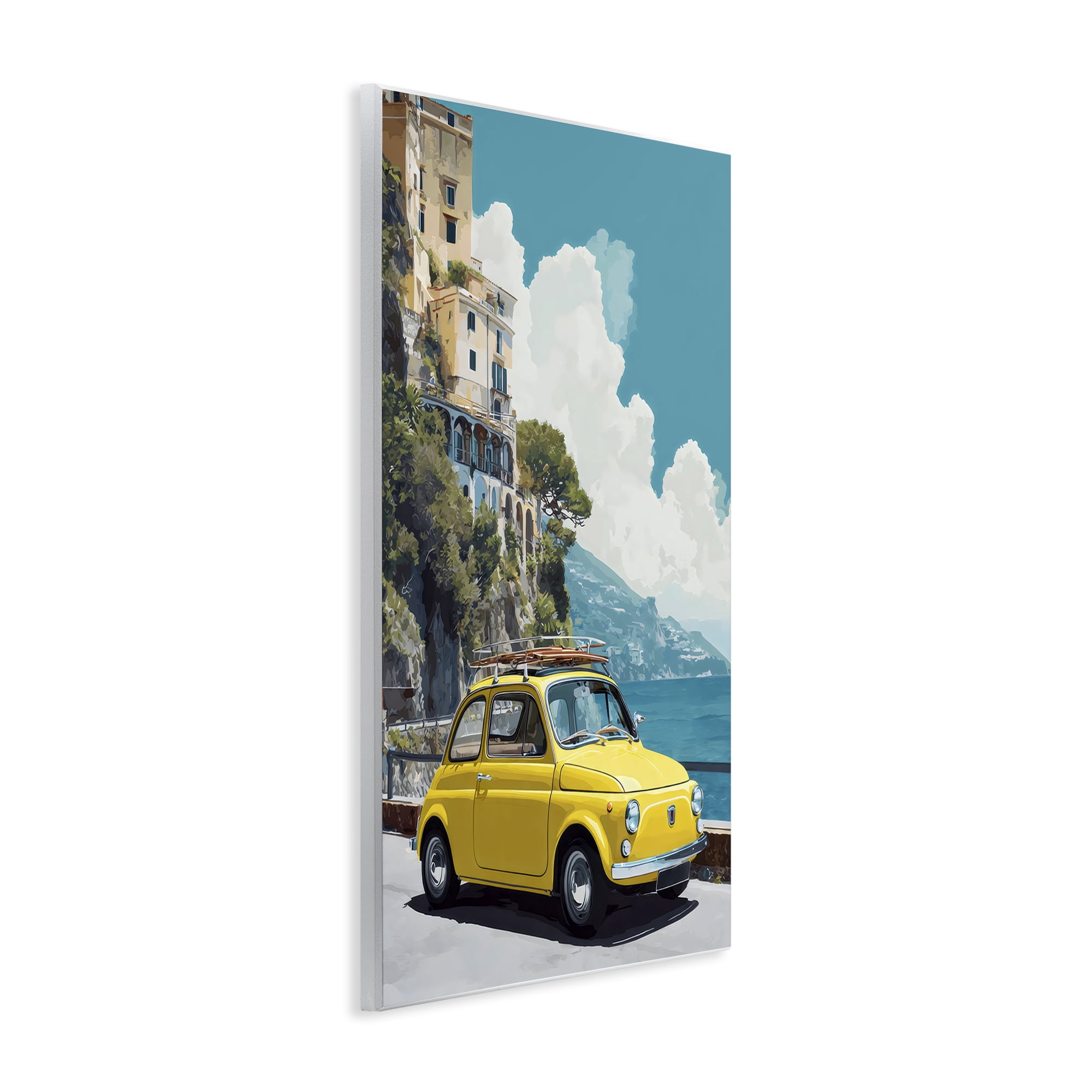 Stupell Industries Yellow Car on Coast Wall Plaque Art, design by Petal Prints Design