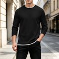 thumbnail image 4 of XRoczxe Men's Thermal Waffle Knit Long Sleeve T-Shirt, Crew Neck Slim Fit Textured Henley Top, Casual Basic Undershirt for Fall Winter Layering, 4 of 8