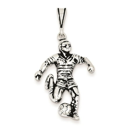 925 Sterling Silver Antiqued 3-d Soccer Player 31mm x 21mm Charm Pendant