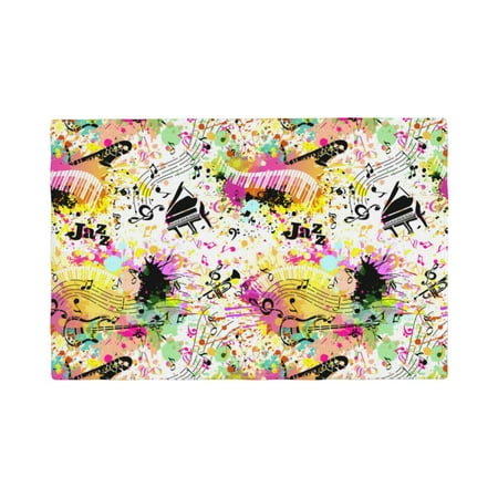 

Table Placemats Set of 4 - Retro Musical 12x18 In Faux Linen Double Heat Resistant Place Mats Cloth Indoor/Outdoor Placemats Washable Table Mats for Dining Kitchen Party