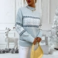 thumbnail image 5 of Women's 2025 Fall Winter Sweaters Turtleneck Trendy Snowflake Printed Long Sleeve Knitted Tops Soft Stretchy Comfy Warm Pullover Blouses, 5 of 8