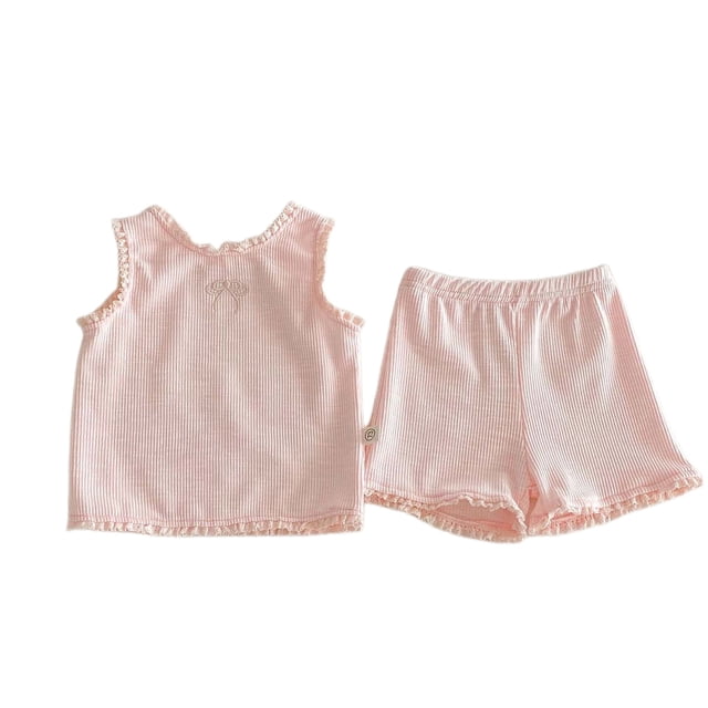Sunnyoo Girls 2Pcs Outfits Lace Crew Neck Tank Top Shorts Lightweight Summer Clothes Set