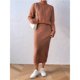 thumbnail image 5 of Conjunto de Dos Piezas para Mujer: Suéter y Falda de Punto Top de Punto y Falda Ajustada Café XL, 5 of 8