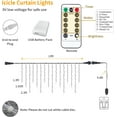 thumbnail image 5 of TUSLUZ 13ft Icicle Christmas Lights 96 LED USB/Battery with Remote Timer Curtain Fairy Lights with 18 Drops Icicle Lights for Wedding Christmas Halloween Party Room Decoration (White), 5 of 6