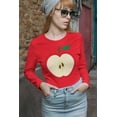 thumbnail image 3 of Old Glory Womens Halloween Apple Slice Costume Long Sleeve Graphic T Shirt, 3 of 6