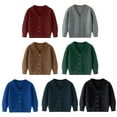 thumbnail image 4 of GYRATEDREAM Toddler Girls Boys Cardigans Sweater Coat Kids Long Sleeve Button down Open-Front Knitwear Jacket Children Solid Color Fall Winter Warm Clothes School Uniform for 3-10 Years Dark Brown, 4 of 4