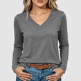 thumbnail image 2 of jjayotai Womens Long Sleeve Shirts V Neck Basic Tee Tops Dressy Casual Business Work Blouses Fall Outfits, 2 of 6