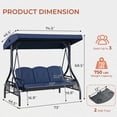 thumbnail image 3 of TLSUNNY 3-Seat Outdoor Converting Canopy Swing Glider, Patio Hammock Lounge Chair, Foldable Cup Holders, Adjustable Shade, Removable Cushions, for Porch, Backyard, 3 of 10