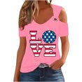 thumbnail image 1 of Tops de Hombro Frío para las Mujeres Día de la Independencia Impreso Fuera Del Hombro Blusa con Cuello en V, Fuera Del Hombro de las Mujeres, 1 of 4
