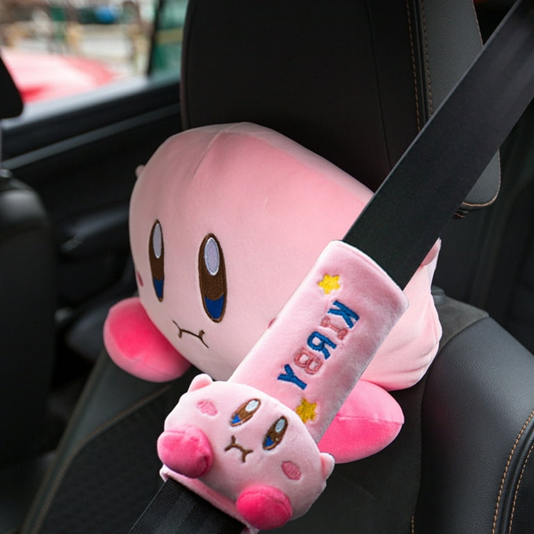 Roffatide Anime Kirby Car Neck Pillow 2 Pcs Plush Auto Head Neck Rest  Cushion for Chairs, Recliners, Driving Seats 
