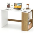 thumbnail image 1 of Gymax Computer Desk 44'' Home Office Desk w/ 2-Tier Bookshelf Study Writing Desk White & Natural, 1 of 10