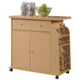 thumbnail image 1 of Hodedah Contemporary Wooden Kitchen Cart with Spice Rack in Beige Finish, 1 of 7