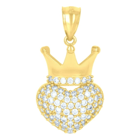 10k 10kt Yellow Gold Womens Cubic-Zirconia Heart Charm Pendant