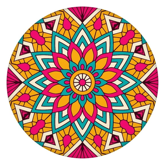 44in Round Tablecloth with Elastic Edge, Waterproof Fitted Table Cover for 36-44" Tables, Floral Theme Polyester Reusable Table Cloths Wipe Clean for Picnic, Dining, Outdoor Use and Party Decor
