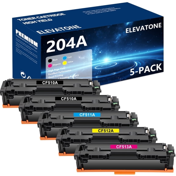 204A Toner Cartridge Compatible for 204A CF510A CF511A CF512A CF513A for Color Laserjet Pro MFP M180nw M180n M154nw M154a MFP M181fw Printer Black Cyan Yellow Magenta (5 Pack)