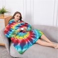 thumbnail image 5 of Oversized Wearable Blanket Hoodie,Colorful Tie Dye Pattern Sherpa Blanket Hoodie with Super Pockets,Super Warm Fuzzy Pullover for Women & Men, 5 of 6
