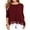 Wine Red, variant on JWD Women's Tops Long Sleeve Lace Trim O-Neck A Line Tunic Blouse Black-Large
