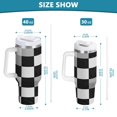 thumbnail image 6 of Yayeee 40oz Stainless Steel Tumbler with Straw and Handle Double-Wall Insulated Travel Water Bottle, Black and Gray Plaid Pattern, 6 of 8