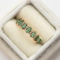 thumbnail image 2 of Vintage Emerald Engagement Ring, Unique Baguette Cut Emerald Wedding Band, Stackable Solid Gold Ring May Birthstone Anniversary Promise Gift, 2 of 3