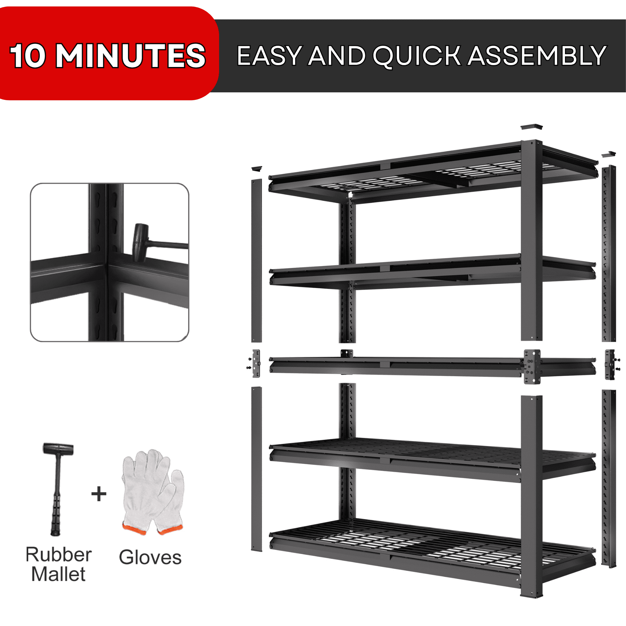 Prilinex 2200LBS Metal Storage Shelves Wire Shelving Unit Garage Storage Rack 40"W x 20"D x 60"H Heavy Duty Industrial Shelving